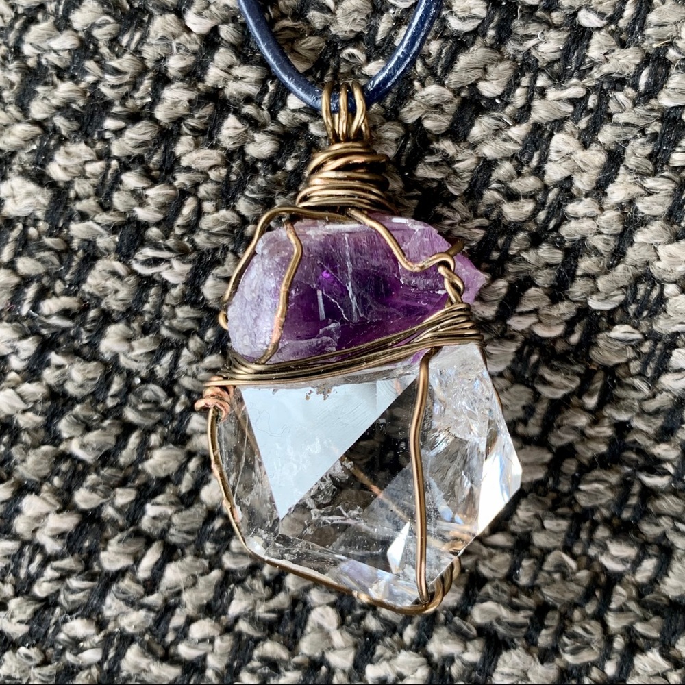 Amethyst, & Herkimer Diamond Pendant - Picture 2 of 13